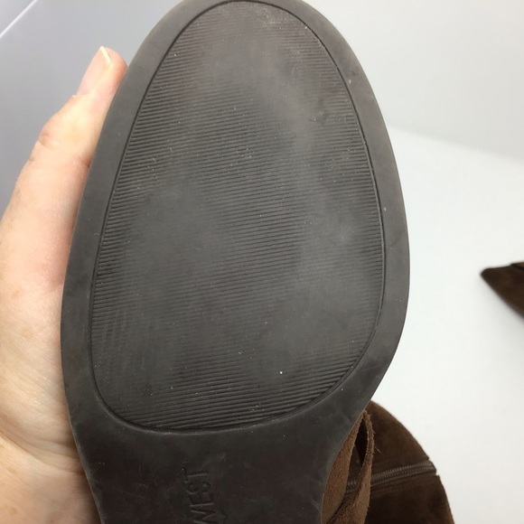 Nine West Brown Suede Blogger Harness Mid Calf High Boots - Picture 10 of 13